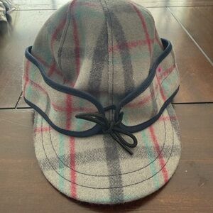 Cozy Kids Plaid Hat with Navy Trim